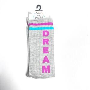 Keep Your Socks On Womens Gray/Pink Graphic One Pair Crew Style Socks